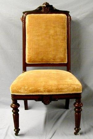 Primary view of object titled '[Gold velvet dining chair]'.