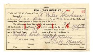 Primary view of object titled '[Poll-tax receipts and certificate of exemption from poll tax for Richard Niles Graham]'.
