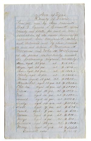Primary view of object titled '[Agreement for Sale of Multiple Enslaved People]'.