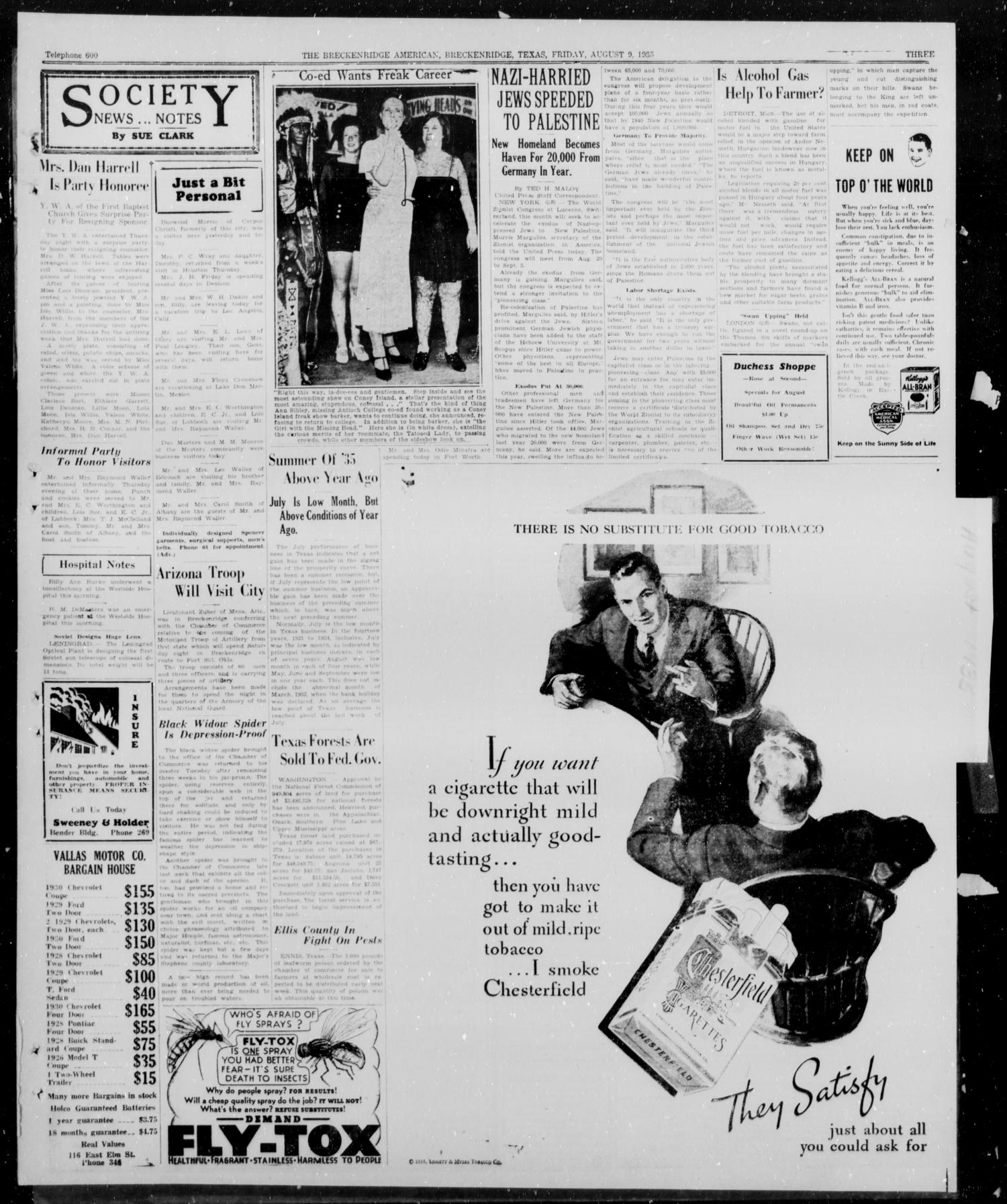 The Breckenridge American (Breckenridge, Tex.), Vol. 15, No. 212, Ed. 1, Friday, August 9, 1935
                                                
                                                    [Sequence #]: 3 of 6
                                                