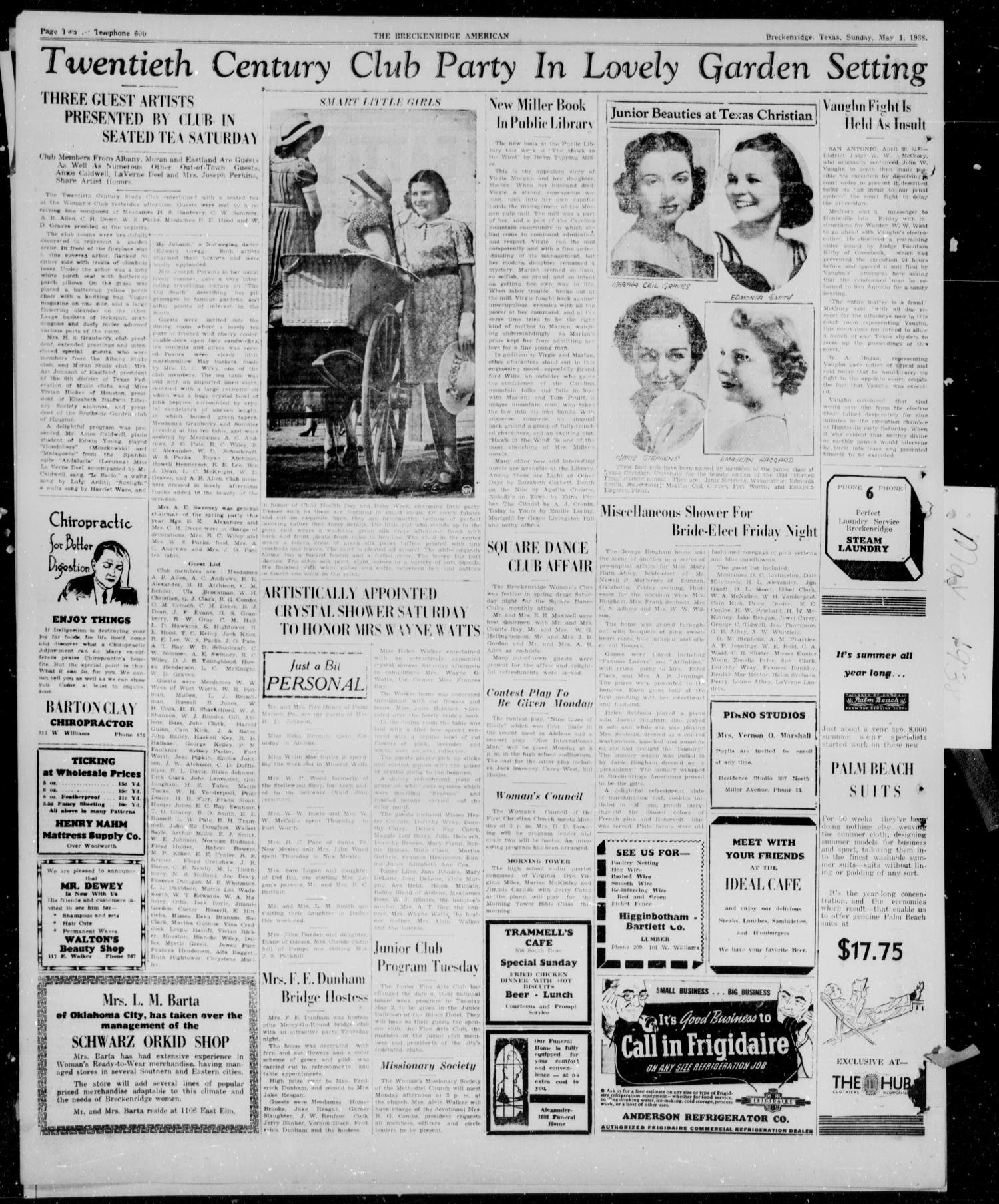 Breckenridge American (Breckenridge, Tex.), Vol. 18, No. 102, Ed. 1, Sunday, May 1, 1938
                                                
                                                    [Sequence #]: 2 of 6
                                                