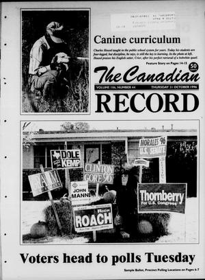 Primary view of object titled 'The Canadian Record (Canadian, Tex.), Vol. 106, No. 44, Ed. 1 Thursday, October 31, 1996'.