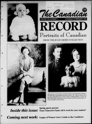 Primary view of object titled 'The Canadian Record (Canadian, Tex.), Vol. 106, No. 9, Ed. 1 Thursday, February 29, 1996'.