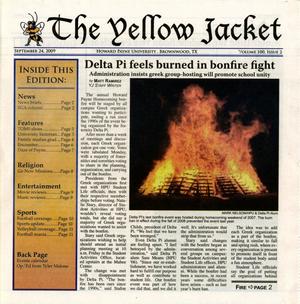 Primary view of object titled 'The Yellow Jacket (Brownwood, Tex.), Vol. 100, No. 2, Ed. 1 Thursday, September 24, 2009'.
