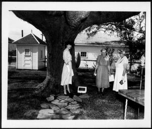 Primary view of object titled '[Photograph of Mamie Davis George standing with two other]'.