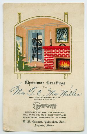 Primary view of object titled '[Postcard from Mrs. T. C. McMillen to Edna Matlock]'.