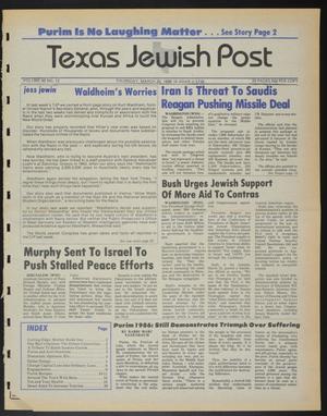 Primary view of object titled 'Texas Jewish Post (Fort Worth, Tex.), Vol. 40, No. 12, Ed. 1 Thursday, March 20, 1986'.