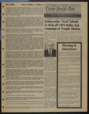 Primary view of Texas Jewish Post (Fort Worth, Tex.), Vol. 29, No. 2, Ed. 1 Thursday, January 9, 1975