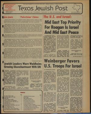 Primary view of object titled 'Texas Jewish Post (Fort Worth, Tex.), Vol. 35, No. 7, Ed. 1 Thursday, February 12, 1981'.