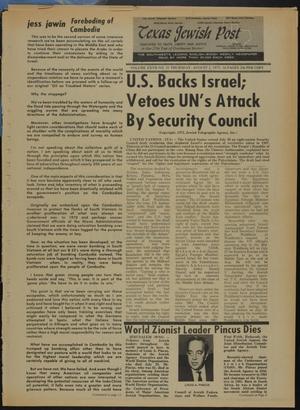 Primary view of object titled 'Texas Jewish Post (Fort Worth, Tex.), Vol. 27, No. 31, Ed. 1 Thursday, August 2, 1973'.