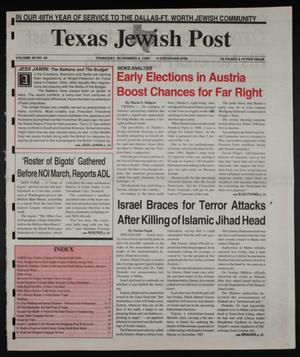 Primary view of object titled 'Texas Jewish Post (Fort Worth, Tex.), Vol. 49, No. 44, Ed. 1 Thursday, November 2, 1995'.