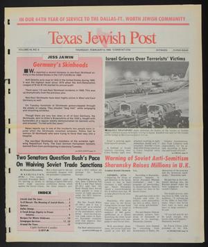 Primary view of object titled 'Texas Jewish Post (Fort Worth, Tex.), Vol. 44, No. 6, Ed. 1 Thursday, February 8, 1990'.