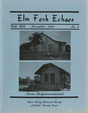 Primary view of object titled 'Elm Fork Echoes, Volume 14, Number 2, November 1986'.