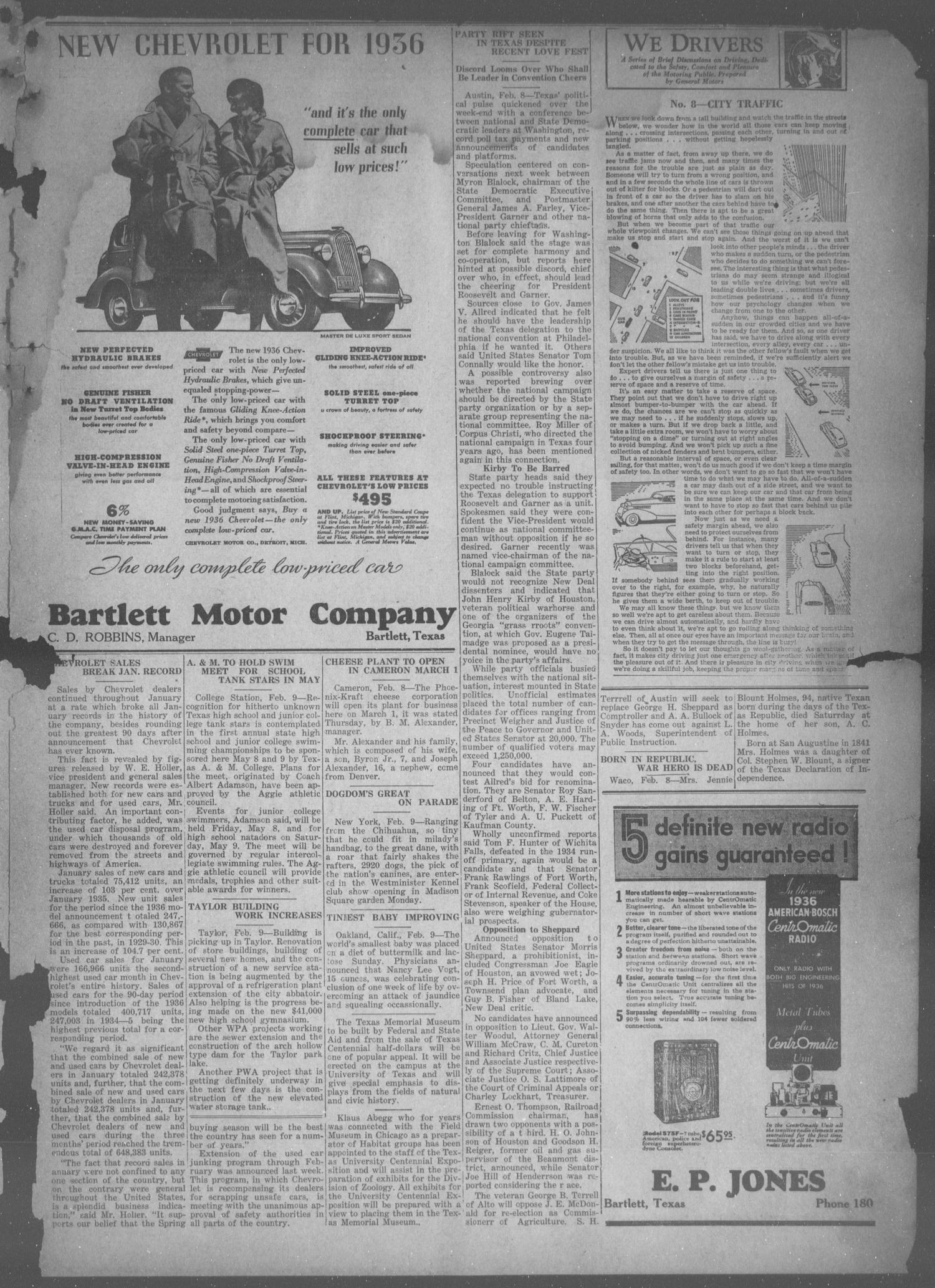 The Bartlett Tribune and News (Bartlett, Tex.), Vol. 49, No. 22, Ed. 1, Friday, February 14, 1936
                                                
                                                    [Sequence #]: 3 of 8
                                                