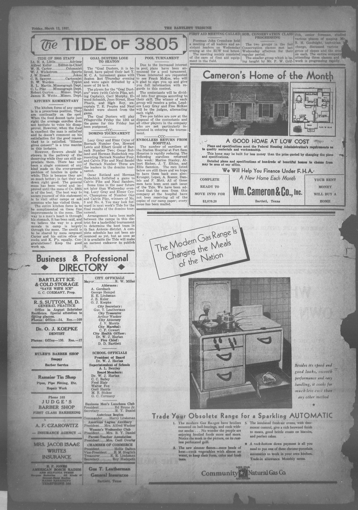 The Bartlett Tribune and News (Bartlett, Tex.), Vol. 50, No. 25, Ed. 1, Friday, March 12, 1937
                                                
                                                    [Sequence #]: 4 of 6
                                                