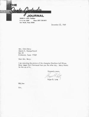Primary view of object titled '[The letterhead reads: "The Santa Gertrudis Journal"]'.