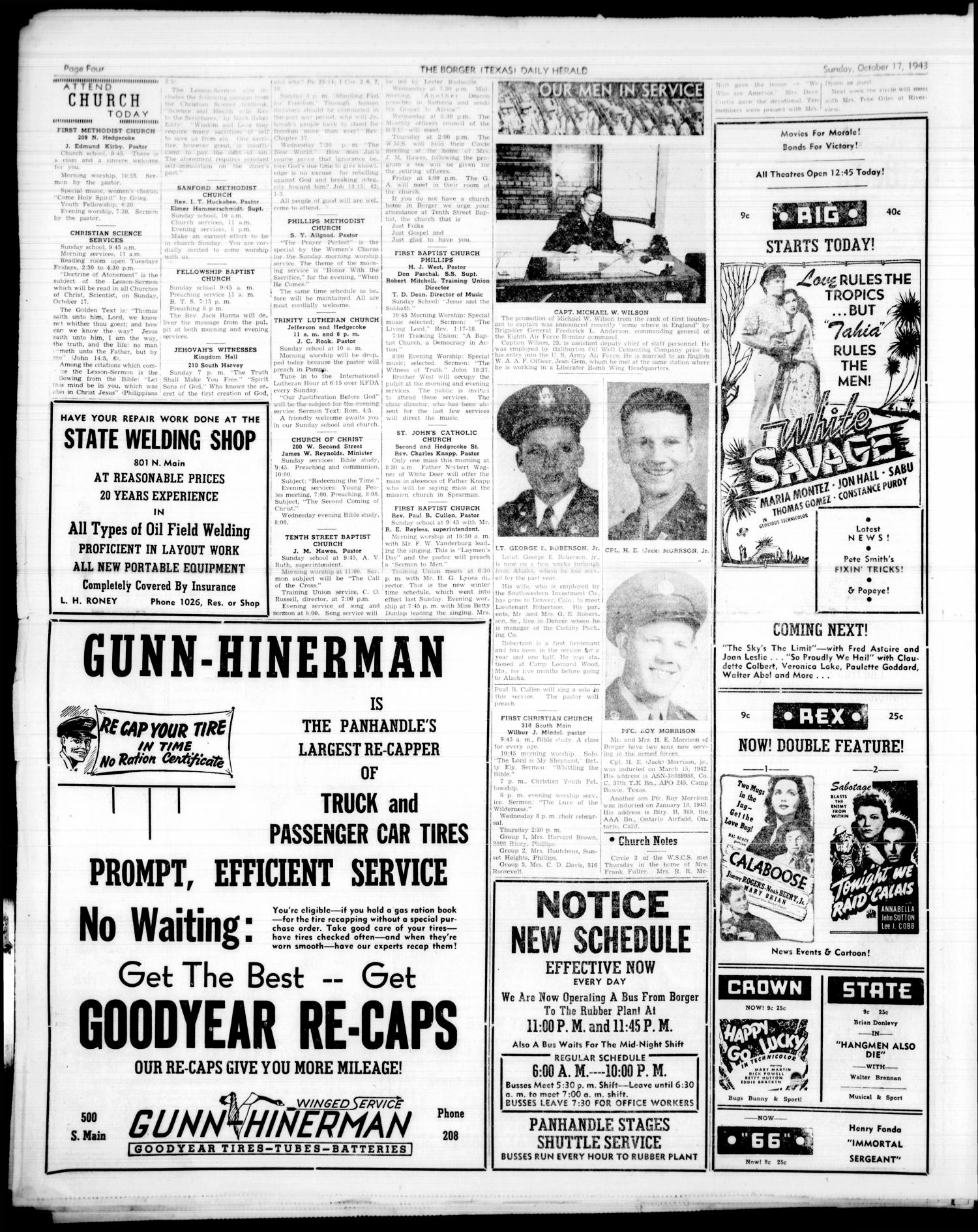 Borger Daily Herald (Borger, Tex.), Vol. 17, No. 281, Ed. 1 Sunday, October 17, 1943
                                                
                                                    [Sequence #]: 4 of 8
                                                