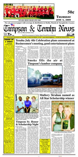 Primary view of object titled 'Timpson & Tenaha News (Timpson, Tex.), Vol. 28, No. 22, Ed. 1 Thursday, June 4, 2009'.