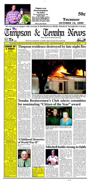 Primary view of object titled 'Timpson & Tenaha News (Timpson, Tex.), Vol. 28, No. 41, Ed. 1 Thursday, October 15, 2009'.