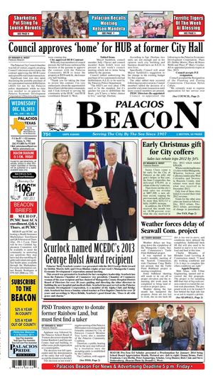 Primary view of object titled 'Palacios Beacon (Palacios, Tex.), Vol. 106, No. 51, Ed. 1 Wednesday, December 18, 2013'.