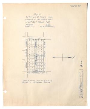 Primary view of object titled 'Map of Letcher D. King's Subdivision of the North Half of Lot Number 1, Block 146, Abilene, Texas.'.