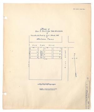 Primary view of object titled 'Map of George P. Phillips' Subdivision of The North End of Lot 1, Block 148 of Abilene, Texas'.