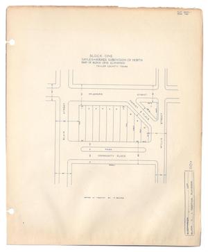 Primary view of object titled 'Block One, Sayles & Hughes Subdivision of North Part of Block One, Elmwood, Taylor County, Texas [#1]'.
