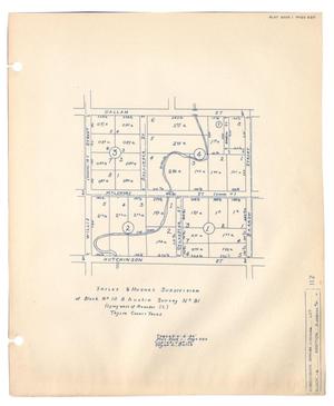 Primary view of object titled 'Sayles and Hughes Subdivision of Block Number 10, B. Austin Survey Number 91 (Lying West of Meander St.), Taylor County, Texas'.