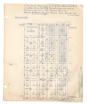 Primary view of object titled 'K. K. Legett's Subdivision of Lot Number 4 & a Part of Lot Number 5 of the Benjamin Austin Survey Number 92, Taylor County, Texas'.