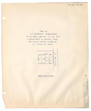 Primary view of Map of H. H. Ramsey's Subdivision of the North 150 feet of Lot Number 1 in Block Number 11 of Central Park Addition to the City of Abilene in Taylor County, Texas