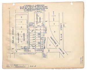 Primary view of object titled 'J. T. Russells Subdivision of the West Part of the South One Half of Lot One, Block "A", Anderson Addition to Abilene, Taylor County, Texas.'.