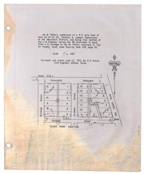 Primary view of object titled '[Plat of Joe M. Totten's Subdivision and the Steffens & Lowden Subdivision #4]'.