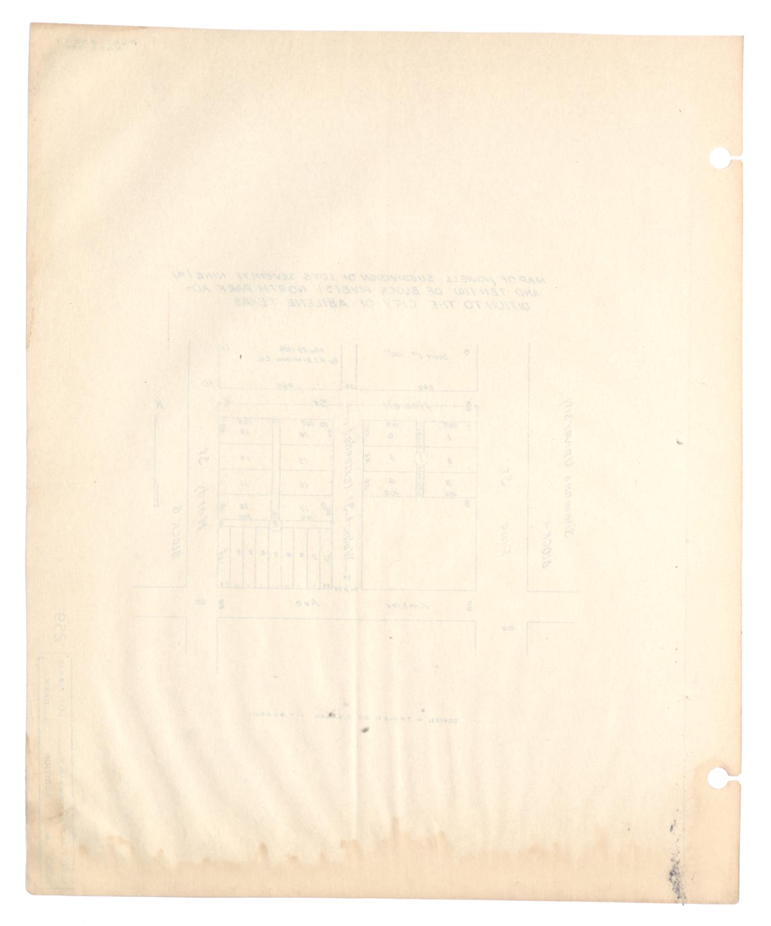 Map of Howell Subdivision of Lots Seven (7), Nine (9), and Ten (10) of Block Five (5), North Park Addition to the City of Abilene, Texas. [#2]
                                                
                                                    [Sequence #]: 2 of 2
                                                
