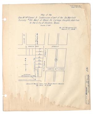 Primary view of object titled 'Map of the George W. McDaniel Jr. Subdivision of part of the James Warfield Survey #86 West of Block 56 College Heights Addition to the City of Abilene, Texas.'.
