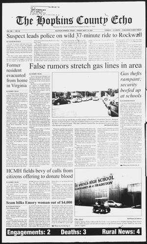 Primary view of object titled 'The Hopkins County Echo (Sulphur Springs, Tex.), Vol. 106, No. 36, Ed. 1 Friday, September 14, 2001'.