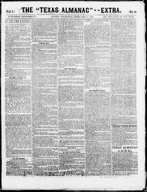 Primary view of object titled 'The Texas Almanac -- "Extra." (Austin, Tex.), Vol. 1, No. 51, Ed. 1, Thursday, February 5, 1863'.