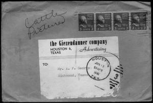 Primary view of object titled '[Manila envelope from "the Geizendanner company"]'.