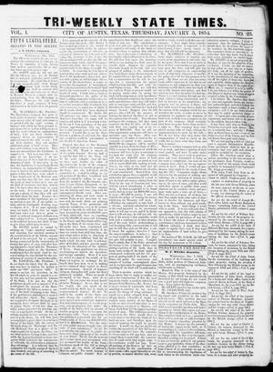 Primary view of object titled 'Tri-Weekly State Times (Austin, Tex.), Vol. 1, No. 23, Ed. 1, Thursday, January 5, 1854'.