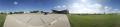 Photograph: Panoramic image of the visitor parking lot for Apogee Stadium.