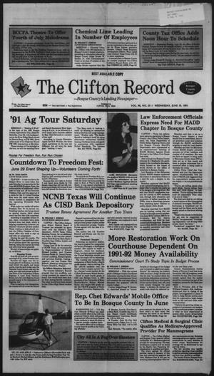Primary view of object titled 'The Clifton Record (Clifton, Tex.), Vol. 96, No. 25, Ed. 1 Wednesday, June 19, 1991'.