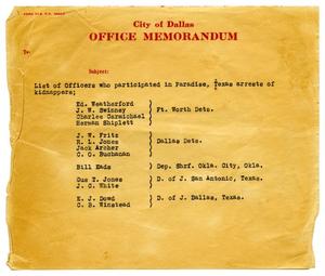 Primary view of object titled '[City of Dallas Memorandum - 1933]'.