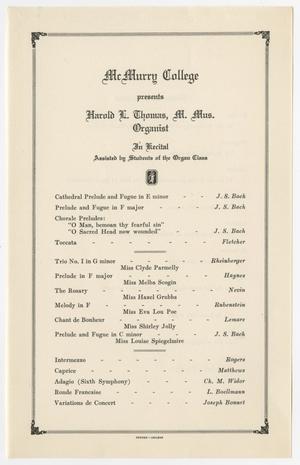 Primary view of object titled '[McMurry College Recital Program]'.