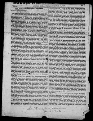 Primary view of object titled 'South-Western American (Austin, Tex.), Vol. 1, No. 15, Ed. 1, Friday, December 21, 1849'.