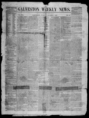 Primary view of object titled 'Galveston Weekly News (Galveston, Tex.), Vol. 8, No. 26, Ed. 1, Tuesday, October 7, 1851'.