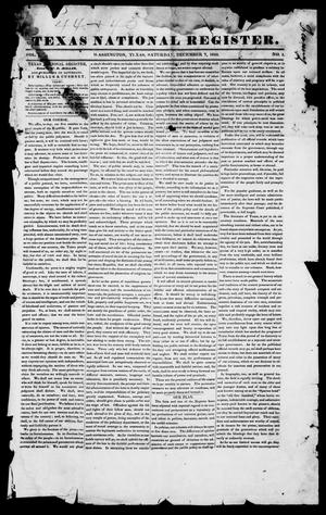 Primary view of object titled 'Texas National Register. (Washington, Tex.), Vol. 1, No. 1, Ed. 1, Saturday, December 7, 1844'.