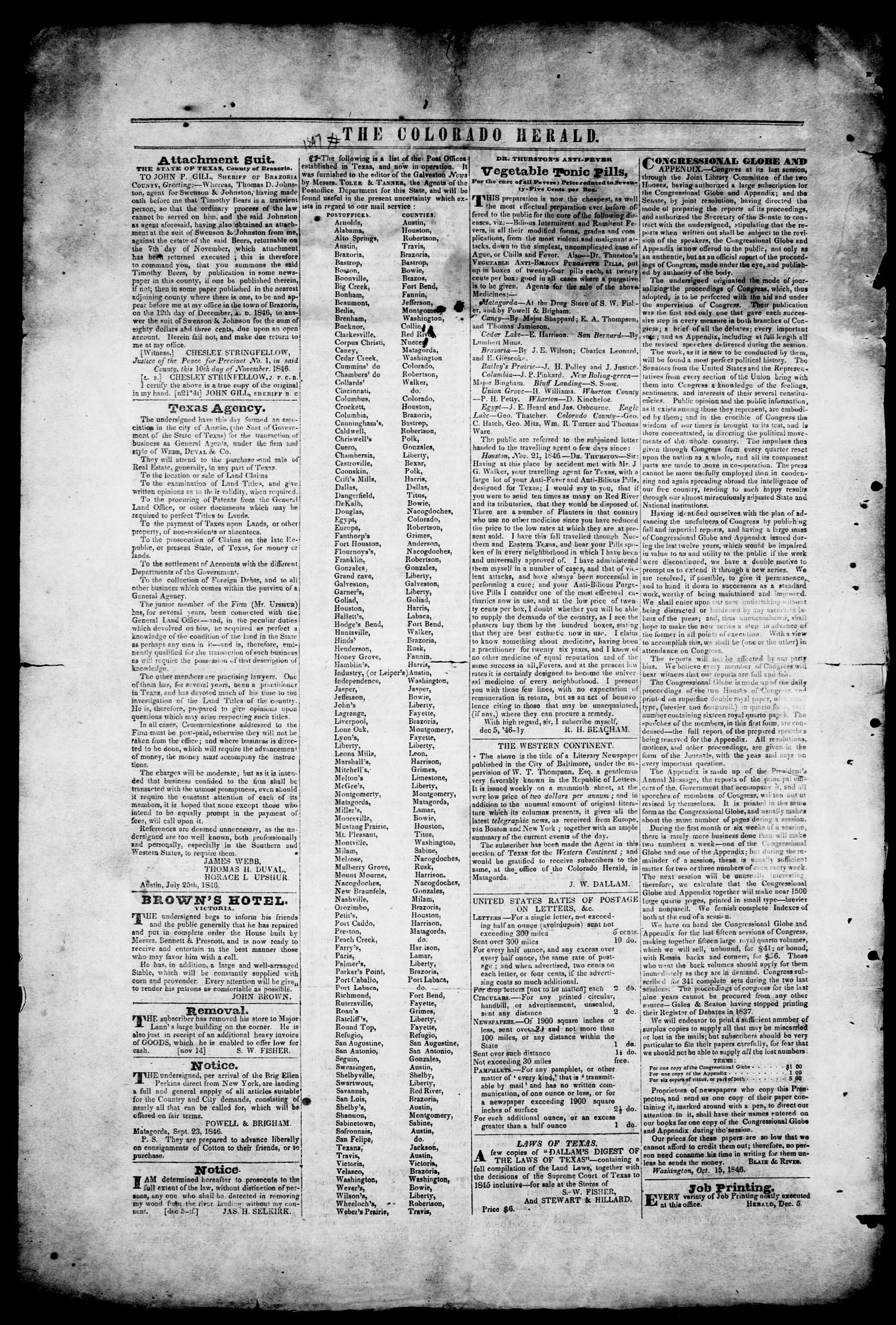The Colorado Herald. (Matagorda, Tex.), Vol. 2, Ed. 1, Friday, January 22, 1847
                                                
                                                    [Sequence #]: 4 of 6
                                                