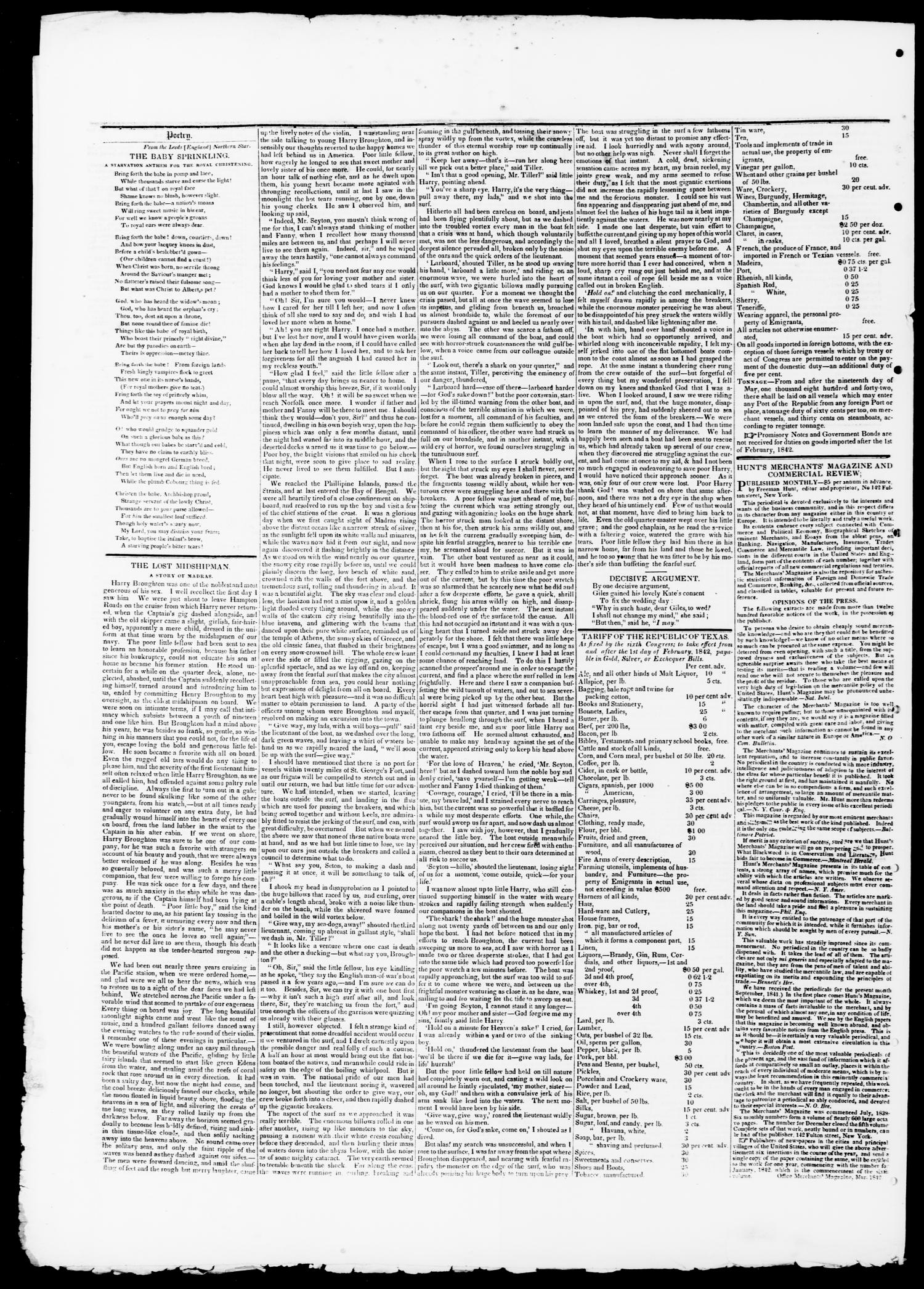 The Northern Standard. (Clarksville, Tex.), Vol. 1, No. 10, Ed. 1, Saturday, October 29, 1842
                                                
                                                    [Sequence #]: 4 of 4
                                                