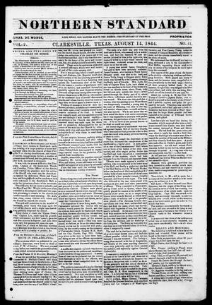 Primary view of object titled 'The Northern Standard. (Clarksville, Tex.), Vol. 2, No. 41, Ed. 1, Wednesday, August 14, 1844'.