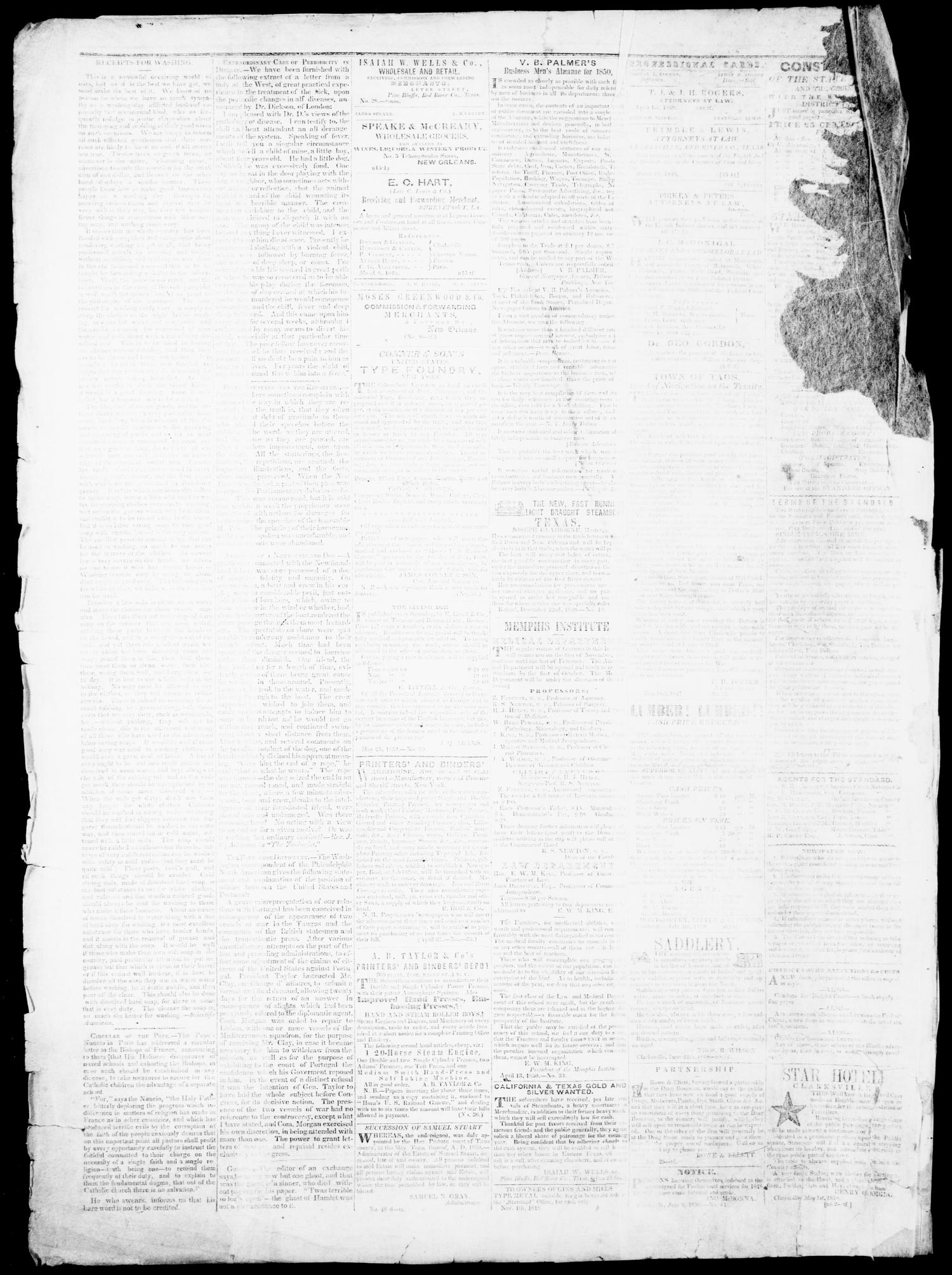 The Northern Standard. (Clarksville, Tex.), Vol. 8, No. 1, Ed. 1, Saturday, August 31, 1850
                                                
                                                    [Sequence #]: 4 of 4
                                                