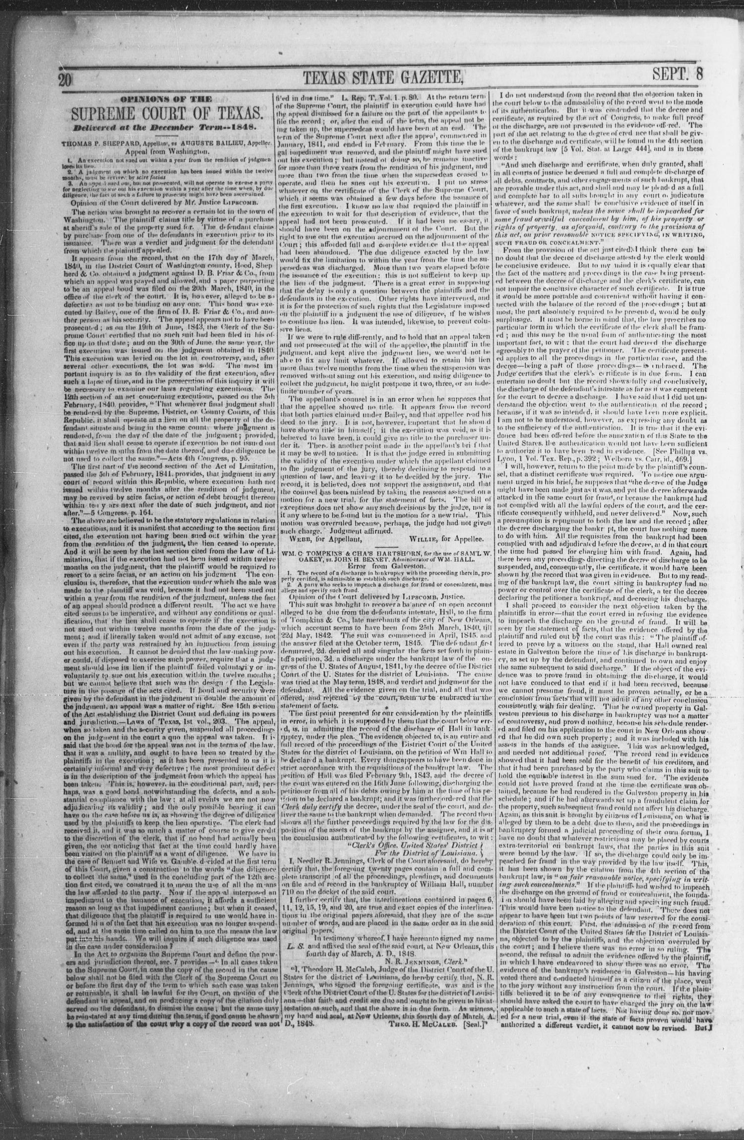 Texas State Gazette. (Austin, Tex.), Vol. 1, No. 3, Ed. 1, Saturday, September 8, 1849
                                                
                                                    [Sequence #]: 4 of 8
                                                
